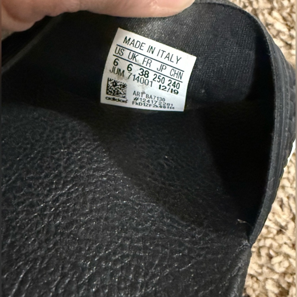 Adidas Adilette Slides – Black with White Stripes – Women’s 6 - Picture 4 of 5